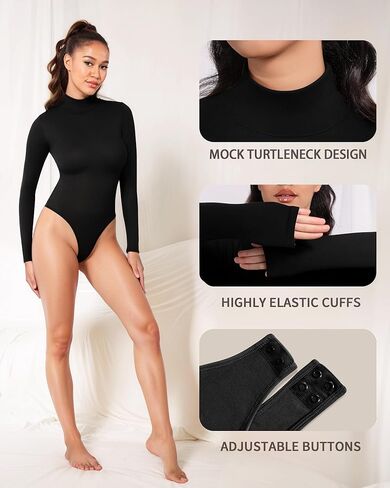 MANGOPOP بدلة للجسم ذات ياقة مدورة وأكمام طويلة + ملابس داخلية رفيعة in Kuwait