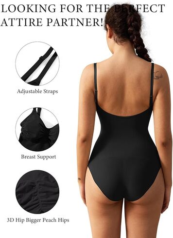 REORIA Brief Shapewear For Women Tummy Control Adjustable Strap Seamless Bodysuit Shapewear Tops in Kuwait