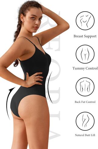 REORIA Brief Shapewear For Women Tummy Control Adjustable Strap Seamless Bodysuit Shapewear Tops in Kuwait