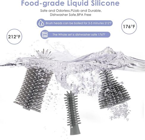 مجموعة فرشاة الزجاجة الكهربائية soaruo90000 مع فرشاة زجاجة السيليكون، فرشاة الحلمة، منظف المصاصة، قابلة للشحن عبر USB، مقاومة للماء IPX65، هدية للأمهات الجدد، وردي in Kuwait