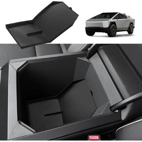 Motrobe Center Console Organizer Tesla Cybertruck Behind Screen Storage Box Dashboard Hidden Tray for Cybertruck Accessories 2024 2025 Silicone Sunglasses Holder