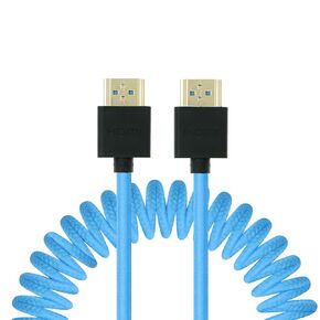 Left Angle HDMI 2.1 Cable for Atomos Ninja V, Portkeys BM5, 48Gbps 8K Braided Coiled HDMI Cord for Sony A7iv, Z-CAM F6, Z-Cam E2 Pro Cameras