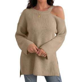 سترة نسائية من GRECERELLE بأكتاف باردة وفضفاضة وأكمام طويلة ورقبة دائرية وقمصان كاجوال دافئة للشتاء in Kuwait