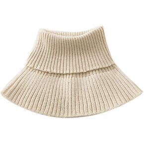 Women Knitted Ribbed Turtleneck Pullover Detachable False Collar