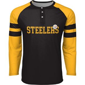 FOCO mens Nfl Team Logo Long Sleeve Henley Shirt, Gray Team Logo, Medium US