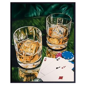 Bar Decor Posters for Men - Cocktail Game Room Decor for Adults - Man cave Wall Decor for Men - masculine Bar Art Retro Decor, Vintage Playing Card Art for Garage, Living Room, Den - Poker Wall Art