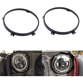 Black 7 Headlight Mounting Bracket Ring Headlamp Bezel Compatible with Jeep Wrangler JK 2007-2017 --Pair