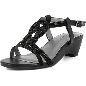 صندل نسائي من LONDON FOG Meadow Wedge، قماش كحلي، 10