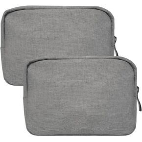 Small Cosmetic Bag for Women, 2 Pack Travel Makeup Bag, Portable Zipper Nylon Storage Pouch Mini Organizer Toiletry Bag for Girl, Black