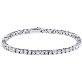 5.2-17 Carats Moissanite Diamond Tennis Bracelet for Women Men 18k White Gold Gold Plated 925 Sterling Silver Bracelet 3mm/4mm/5mm DEF Color VVS Round Cut Lab Created Moissanite Diamond Bracelet with GRA Certificate