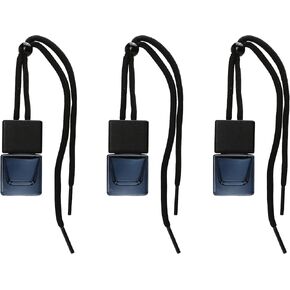 3pcs Hanging Car Air Freshener - Empty Black Diffuser Bottles for Essential Oils, Glass Perfume, Aromatherapy Ornament Cube for Auto, Home, Office Decoration, Pendant