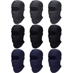 SATINIOR 9 Pieces Balaclava Full Face Mask UV Sun Protection Face Cover Summer Cooling Neck Gaiter Breathable Windproof Hood (Black, Gray, Navy Blue), One Size