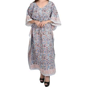 Fabric Venue Kaftan Dresses for Women - Floral Prints - Free Size Kaftans for Women - Hand Block Printed Cotton Kaftans