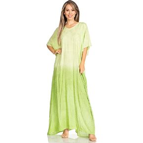 Sakkas Pilar Petite Women's Casual Long Short Sleeve Beach Maxi Caftan Kaftan Dress