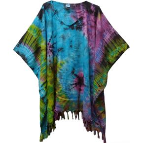ATM Tie Dye Blouse قفطان قفطان بونشو سترة علوية تغطي حجم كبير صناعة يدوية حقيقية