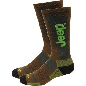 Jeep Men's Wool Logo Crew Socks 1 Pair, Bronze, Men's 10-13 Shoe, 8-12