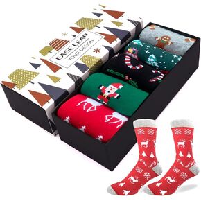Mens Dress Socks Funny Colorful Patterned Hosiery Funky Crew Socks for Women with Gift Box, Sizes 7-13
