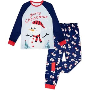 Christmas Pajamas Set Sleepwear Nightwear Adult Women Men Long Sleeves Pajamas Matching Set Snowman Santa Claus
