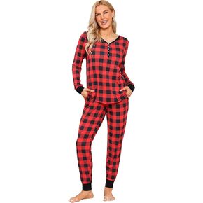 Viscose from Bamboo Pajama Sets for Women Long Sleeve Sleepwear Soft Christmas Pjs Lounge Sets in Saudi Arabia