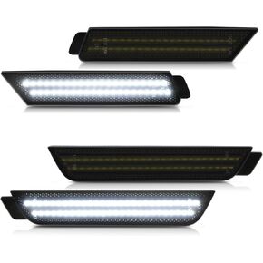 LED Side Marker Lights Smoked Lens Bright White Front Rear Bumper Fender Marker Lamps Compatible with 2010 2011 2012 2013 2014 2015 Chevy Camaro, Pack of 4