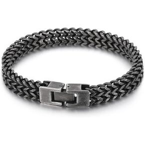 Personality Cuban Bracelet Rope Chain, Punk Men’s Classic Stainless Steel Weaved Link Bracelet Hiphop Rock Ins Style Bracelet, 21.5cm (8.46 inch)