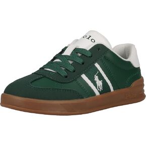 POLO RALPH LAUREN Heritage Court III T-Toe Child DK Green/White M010 Sneaker, 1 US Unisex Little Kid