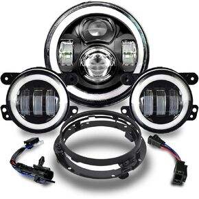 7 inch Motorcycle LED Headlight 4.5" Fog Passing Lights DOT SAE Approved，Compatible with Davidson Fat Boy Street Glide Heritage Softail Road King Switchback Electra Glide Ultra Classic (Black)