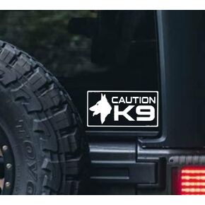 Caution K9 Decals and Stickers for Vehicles and Cars Police Dog Law Enforcement Car Window Decal. 7.25" W x 3.75" H, | White |.