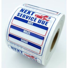 Oil Change Stickers 500 Pcs Per Roll-Service Reminder Stickers-2 inches x 2 inches Premium Clear Stock-Windshield Stickers-Checkered Flag- Peel & Write and Stick with No Residue Car Sticker