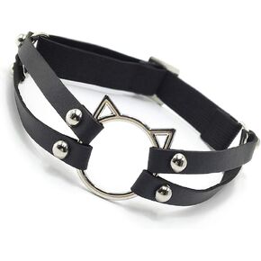 ETHOON Adjustable Leather Elastic Choker Collar Cat Punk Thigh Garter for Women Girls