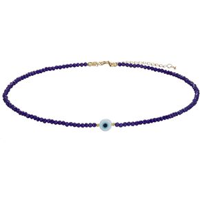 Evil Eye & Tiny Glass Crystal Bead Necklaces, Protection Beaded Choker Necklace for Women Teen Girls