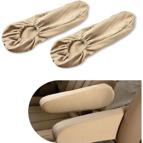 Pack-2 Car Seat Armrest Cover, Stretch Car Armrest Cover, Breathable All-Inclusive Center Armrest Protective Cover, Universal Armrest Protector Cover, for Most Cars, Trucks, SUVs (Beige)