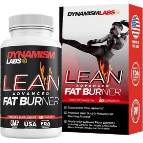 Dynamism Labs Lean Advanced Fat Burner | Garcinia Cambogia Extract, Green Tea Extract, Raspberry Ketone | Made in USA (60 Tablets)
