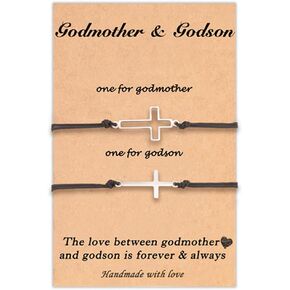 Small Cross Bracelet for Women Men Dainty Matching Cross Bracelet Girls Friendship Couple Family Jewelry Gift 2Pcs Set
