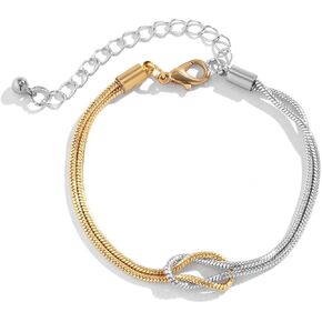 WETMT Gold Silver Knot Bracelets for Couples Bracelets 14K Gold Plated Love Knot Bracelet Mother Daughter Bond Knot Bracelet Friendship Forever Infinity Bracelets Best Friend Bracelet Jewelry