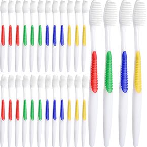 200 Packs Bulk Toothbrushes Individually Wrapped Manual Disposable Travel Toothbrush Set for Adults or Kids Made with a Medium Soft Large Brush Head Multiple Colors