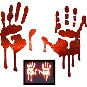 customTAYLOR33 High Intensity Grade Reflective Bloody/Dripping Hands Decals for Helmets, Windscreens, Rear Windows, Bumper Stickers (5 inches Height, Red)