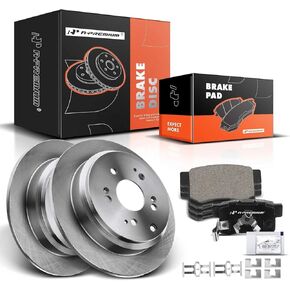 A-Premium 11.99 inch (304.5mm) Rear Solid Disc Brake Rotors + Ceramic Pads Kit Compatible with Select Acura and Honda Models - RDX 2010-2018, CR-V 2005-2016, 6-PC Set