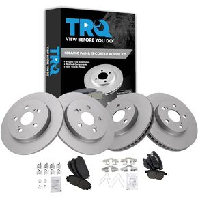 TRQ Front and Rear Brake Pad & Rotor Kit Brake Pads Brake Rotor Ceramic Premium G-Coated Compatible with 2011-2013 Lexus CT200h 2010-2011 Toyota Prius 2012-2015 Prius Plug-In