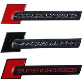 BYOBYO 3Pcs Metal Supercharged Emblem 3D Logo Letter Auto Badge Decal Car Rear Trunk Sticker Decoration Side Fender Decal Replace Car Accessories for Vehicle, Car, Truck, SUV