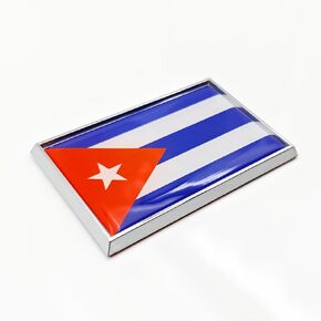 Cuba Flag Sticker Emblem Cuban Decal Car Chrome Flags, 2 Pack, 3 x 2 inches
