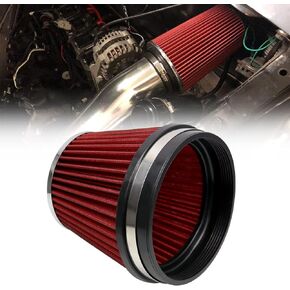 152mm 6" High Flow Round Tapered Cone Closed-Top Washable Clamp-On Dry Air Filter short 155mm tall