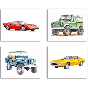 GMLXCX Car Wall Art Prints,Modern Car Posters,Street Racing Car Posters Fashion Wall Decor,Colorful Landscape Car Paintings Boys room Games room wall decoration Set of 6(10"x8" Unframed)