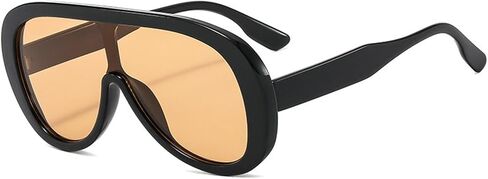 willochra Oversized Pilot Sunglasses Women Fashion Big Frame One Piece Sun Glasses Mask Goggle Trendy Metal Frame Oval Shades in Kuwait