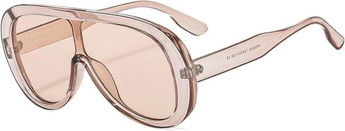 willochra Oversized Pilot Sunglasses Women Fashion Big Frame One Piece Sun Glasses Mask Goggle Trendy Metal Frame Oval Shades in Kuwait