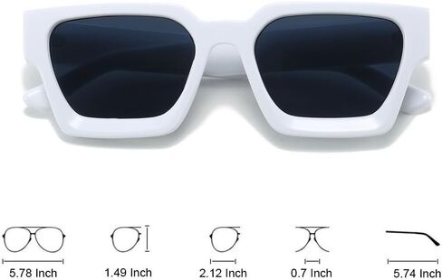 OZPYKAE Men Women Cool Square Sunglasses Thick Frame Sunglasses Rectangle Sun Glasses UV Protection Shades Sunglasses in Kuwait