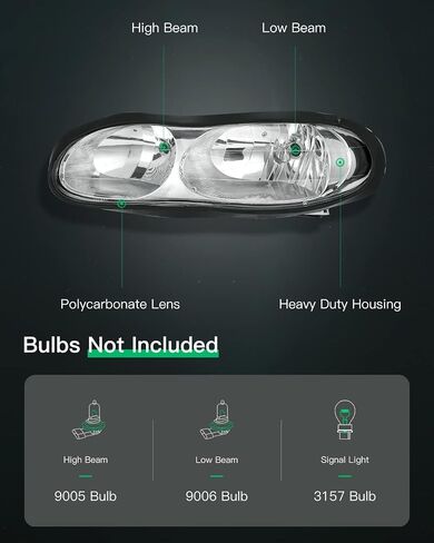 LSAILON Headlight Assembly Replacement Fit 1998-2002 For Chevrolet Camaro Black Housing Clear LensDriver and Passenger Side in Saudi Arabia