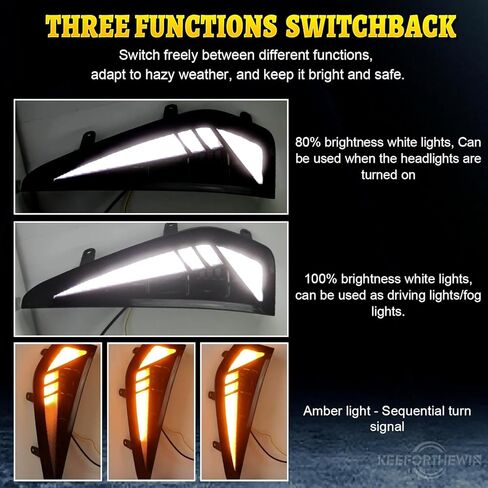 أضواء العلامات الجانبية للحاجز مناسبة لـ Dodge RAM 1500 TRX 2021 2022 2023 2024 ملحقات إشارة الضوء مع LED أبيض DRL - إشارة انعطاف متتابعة كهرمانية in Kuwait