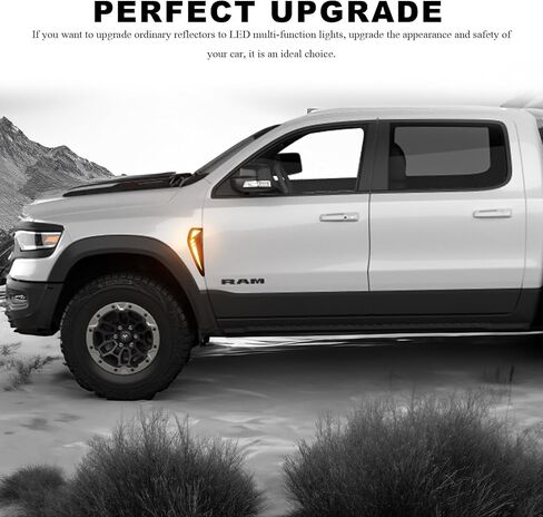 أضواء العلامات الجانبية للحاجز مناسبة لـ Dodge RAM 1500 TRX 2021 2022 2023 2024 ملحقات إشارة الضوء مع LED أبيض DRL - إشارة انعطاف متتابعة كهرمانية in Kuwait