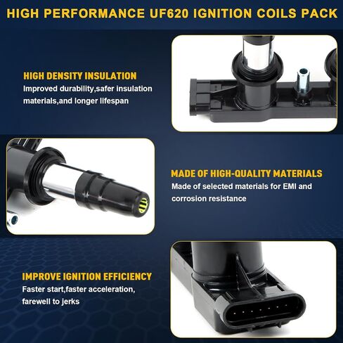 UF553 Ignition Coils Pack & 5019 Iridium Spark Plugs Compatible with Ford Flex Taurus Edge for Lincoln MKS MKT MKZ MKX Mercury Sable 3.5L 3.7L V6 Replace#7T4Z12029DA, UF595,DG520 Set of 6 in Kuwait